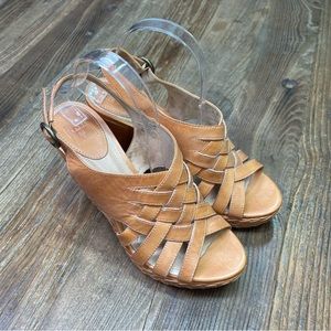 Frye Corrina Wedge Leather Sandals Size 10